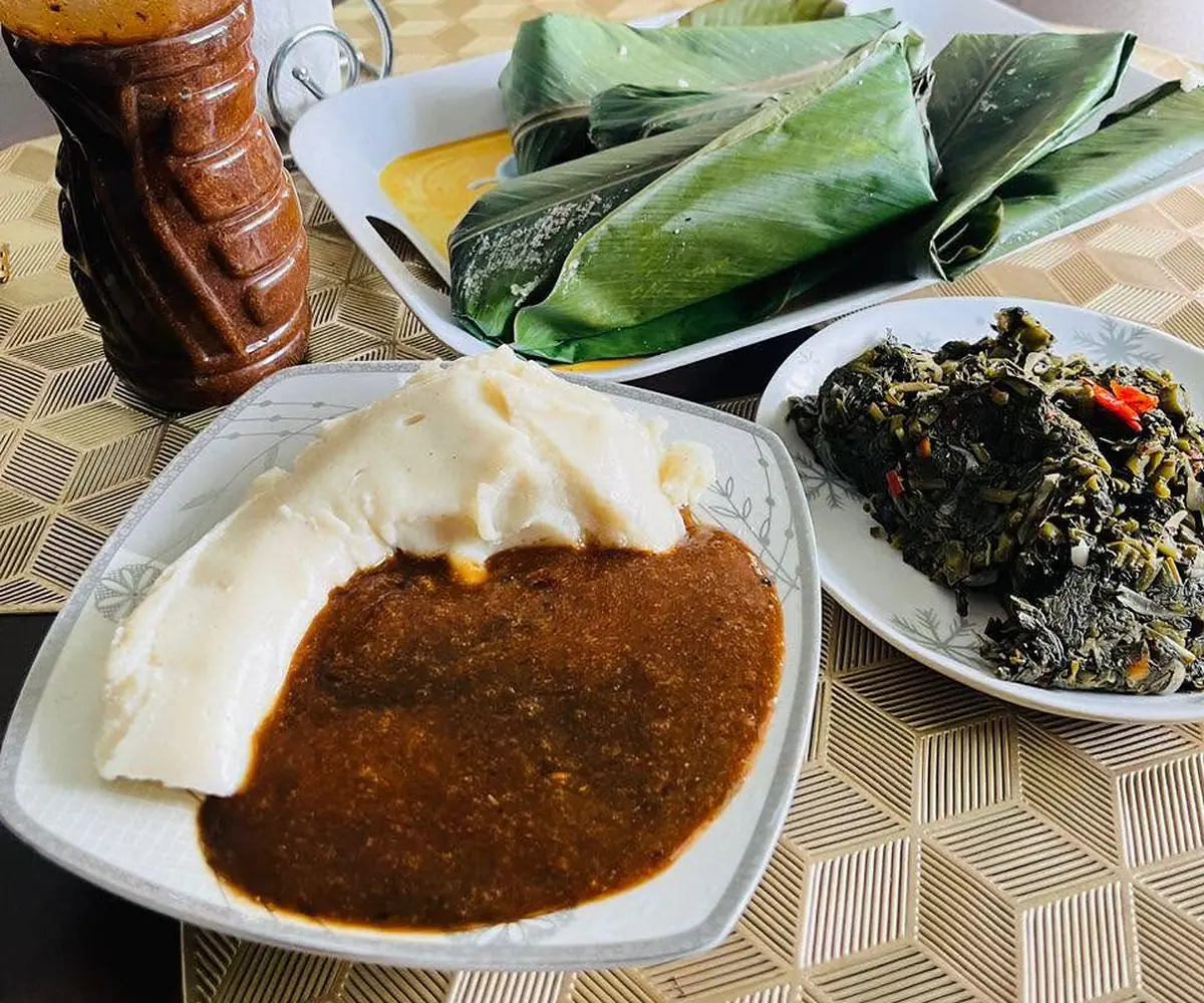 Nkui with corn fufu